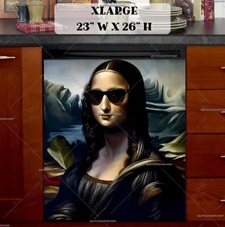 Preview of Mona Lisa in Sunglasses and Leather Coat magnet in Extra Large size.