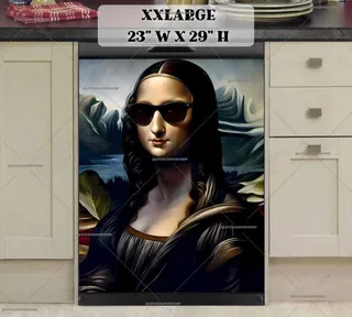 Preview of Mona Lisa in Sunglasses and Leather Coat magnet in XX Large size.