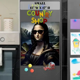 Preview of Mona Lisa in Sunglasses and Leather Coat magnet in Small size.