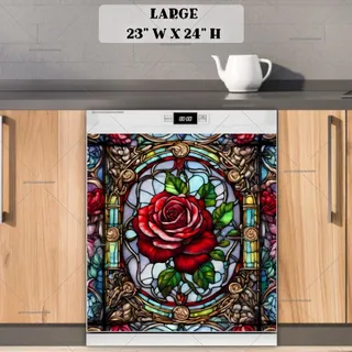 Preview of Stained Glass Roses magnet in Large size.