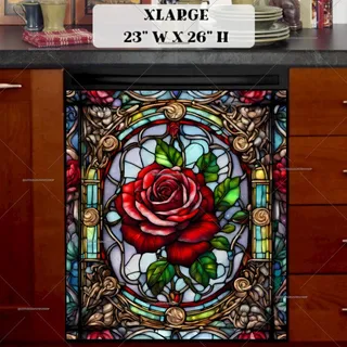 Preview of Stained Glass Roses magnet in Extra Large size.