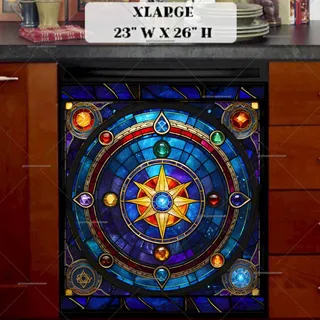 Preview of Stained Glass Tarot Design magnet in Extra Large size.