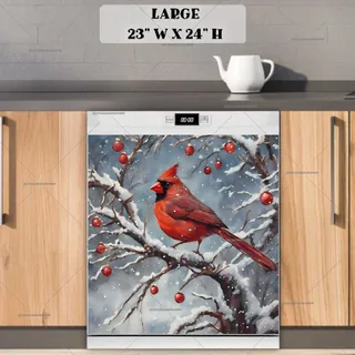 Preview of Little Red Christmas Cardinal magnet in Large size.