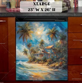 Preview of Tropical Seacoast Cottage magnet in Extra Large size.