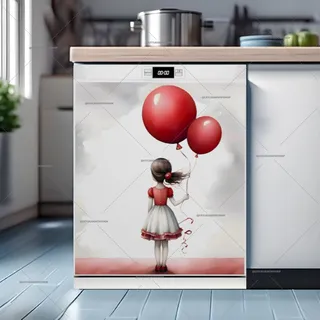 Preview of Little Girl with Red Balloons magnet.