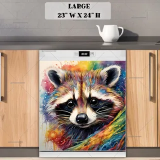 Preview of Rainbow Raccoon Portrait magnet in Large size.