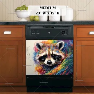 Preview of Rainbow Raccoon Portrait magnet in Medium size.