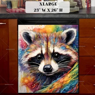 Preview of Rainbow Raccoon Portrait magnet in Extra Large size.