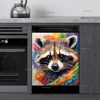 Preview of Rainbow Raccoon Portrait magnet.
