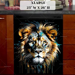 Preview of Abstract Lion Portrait magnet in Extra Large size.