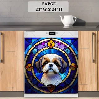 Preview of Stained Glass Shih Tzu magnet in Large size.