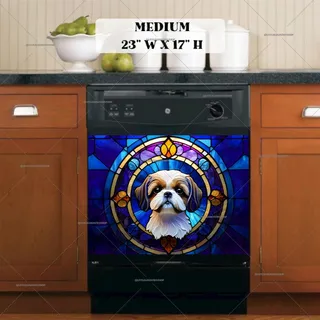 Preview of Stained Glass Shih Tzu magnet in Medium size.