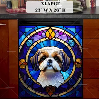 Preview of Stained Glass Shih Tzu magnet in Extra Large size.