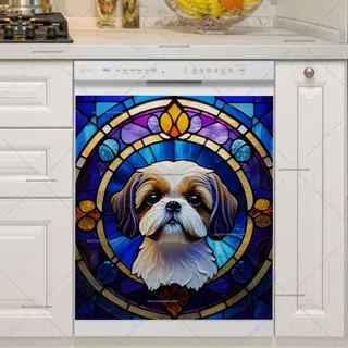 Preview of Stained Glass Shih Tzu magnet.