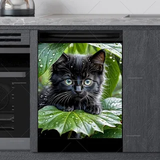 Preview of Black Kitten in the Rain magnet.