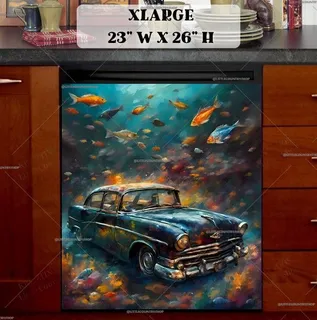 Preview of Antique Car in the Ocean magnet in Extra Large size.