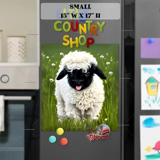 Preview of Cute Valais Blacknose Sheep Baby magnet in Small size.