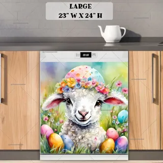 Preview of Cute Smiling Easter Lamb magnet in Large size.