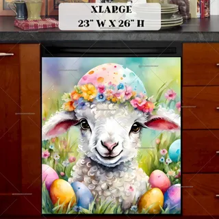 Preview of Cute Smiling Easter Lamb magnet in Extra Large size.