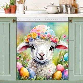 Preview of Cute Smiling Easter Lamb magnet.