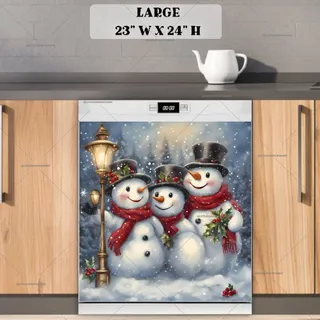 Preview of Three Happy Snowman magnet in Large size.