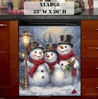 Preview of Three Happy Snowman magnet in Extra Large size.