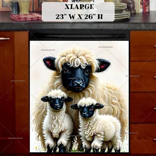 Preview of Valais Blacknose Sheep Family magnet in Extra Large size.