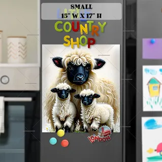 Preview of Valais Blacknose Sheep Family magnet in Small size.