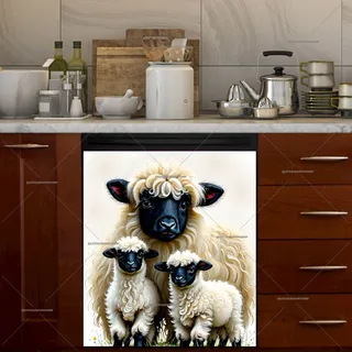 Preview of Valais Blacknose Sheep Family magnet.