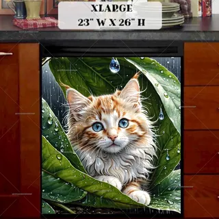 Preview of Cute Kitten in the Rain magnet in Extra Large size.