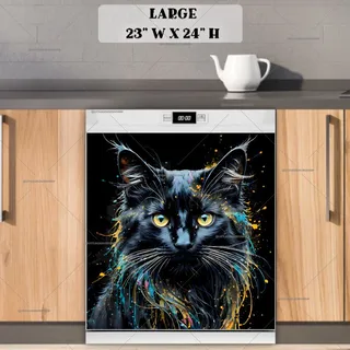 Preview of Abstract Black Cat Portrait magnet in Large size.