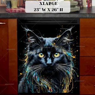 Preview of Abstract Black Cat Portrait magnet in Extra Large size.