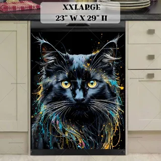 Preview of Abstract Black Cat Portrait magnet in XX Large size.