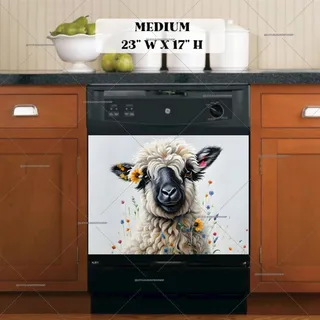 Preview of Valais Blacknose Sheep with Flowers magnet in Medium size.