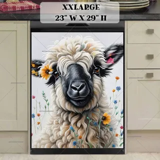 Preview of Valais Blacknose Sheep with Flowers magnet in XX Large size.