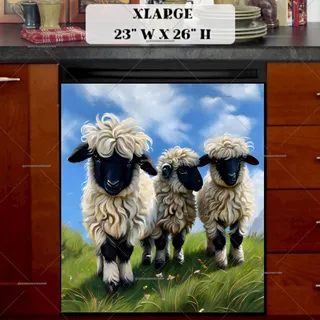 Preview of Valais Blacknose Sheep Trio magnet in Extra Large size.