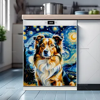 Preview of Starry Night Dog magnet.