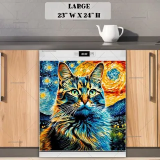 Preview of Starry Night Cat magnet in Large size.