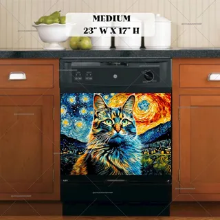 Preview of Starry Night Cat magnet in Medium size.