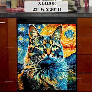 Preview of Starry Night Cat magnet in Extra Large size.