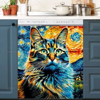 Preview of Starry Night Cat magnet.