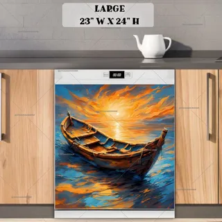 Preview of Sunset Fishing Boat magnet in Large size.