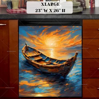 Preview of Sunset Fishing Boat magnet in Extra Large size.