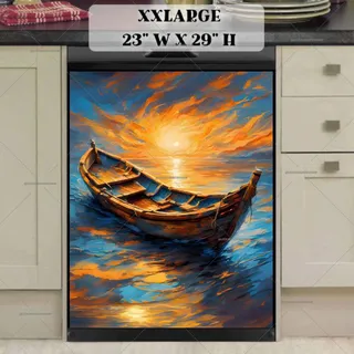 Preview of Sunset Fishing Boat magnet in XX Large size.