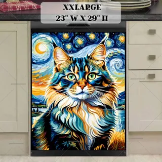 Preview of Starry Night Fluffy Cat magnet in XX Large size.