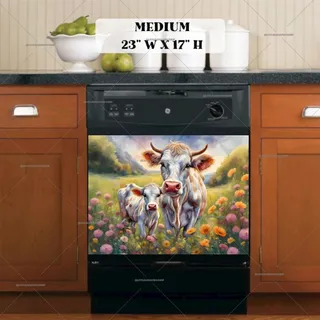 Preview of Mom and Baby Cow in the Meadow magnet in Medium size.