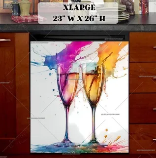 Preview of Abstract Champagne Glasses magnet in Extra Large size.