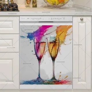 Preview of Abstract Champagne Glasses magnet.