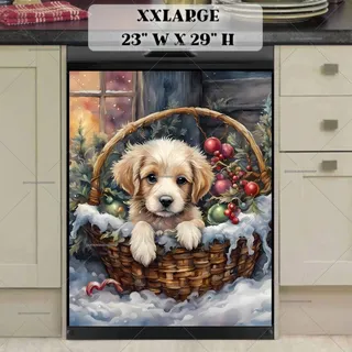 Preview of Puppy in the Christmas Basket magnet in XX Large size.