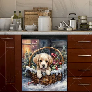 Preview of Puppy in the Christmas Basket magnet.